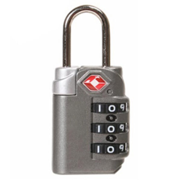 TSA Approved Zinc Alloy Travel Luggage Lock, 3 Digit Padlock, Silver Gray