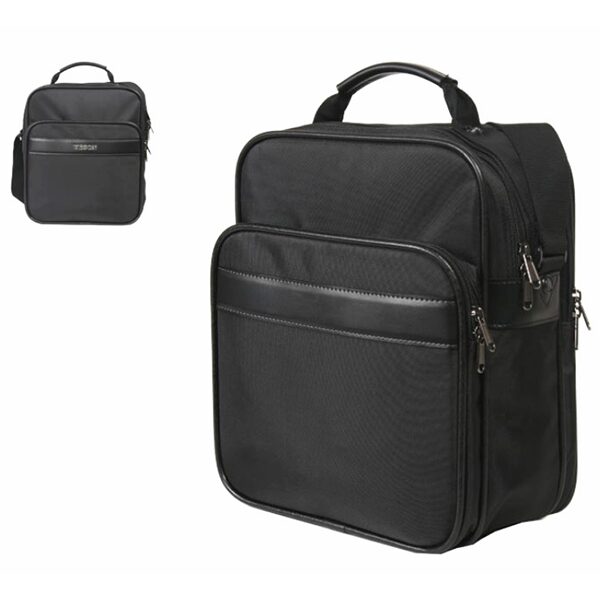 Black Nylon Double Layer Leisure Portable Vertical Briefcase