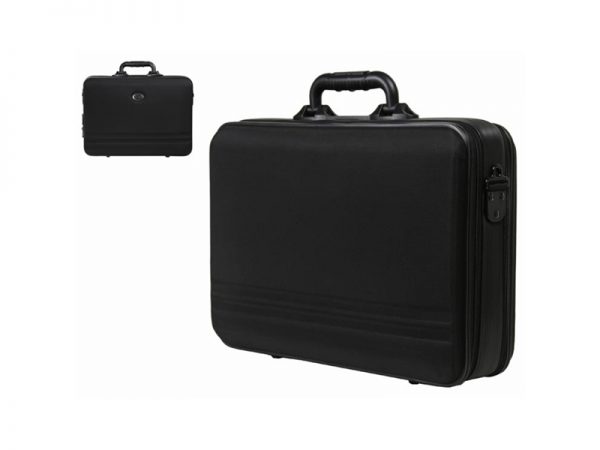 Black Nylon 17.7 Inch Double Layer Hard-Sided Laptop Briefcase