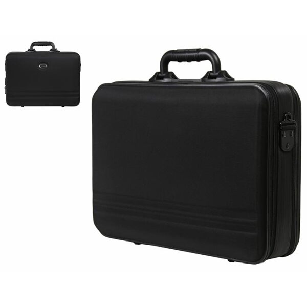 Black Nylon 17.7 Inch Double Layer Hard-Sided Laptop Briefcase