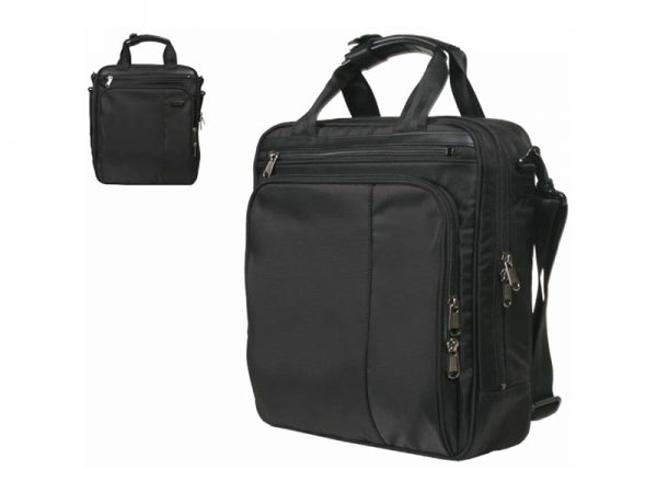 Black Nylon A4 Portable Vertical Laptop Briefcase