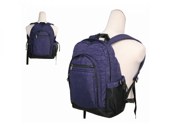 Basic Violet Leisure Side Net Pockets Nylon Backpack Bag