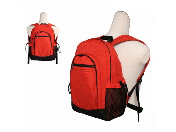 Basic Orange Leisure Side Net Pockets Nylon Backpack Bag
