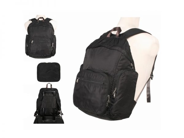 Black Lightweight Leisure Folding Nylon Backpack Bag