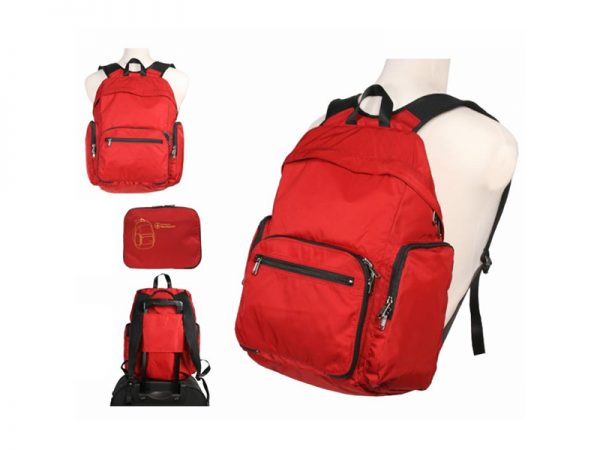 Red Lightweight Leisure Folding Nylon Backpack Bag