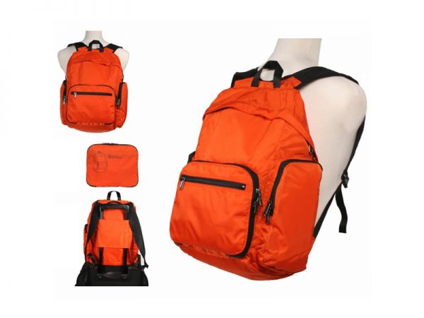 Orange Lightweight Leisure Folding Nylon Backpack Bag