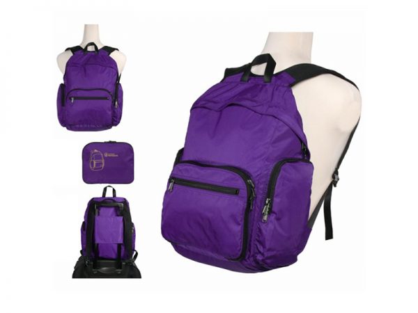Purple Lightweight Leisure Folding Nylon Backpack Bag